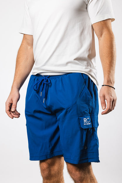 Man wearing Blue Padded Men's Fishing Shorts