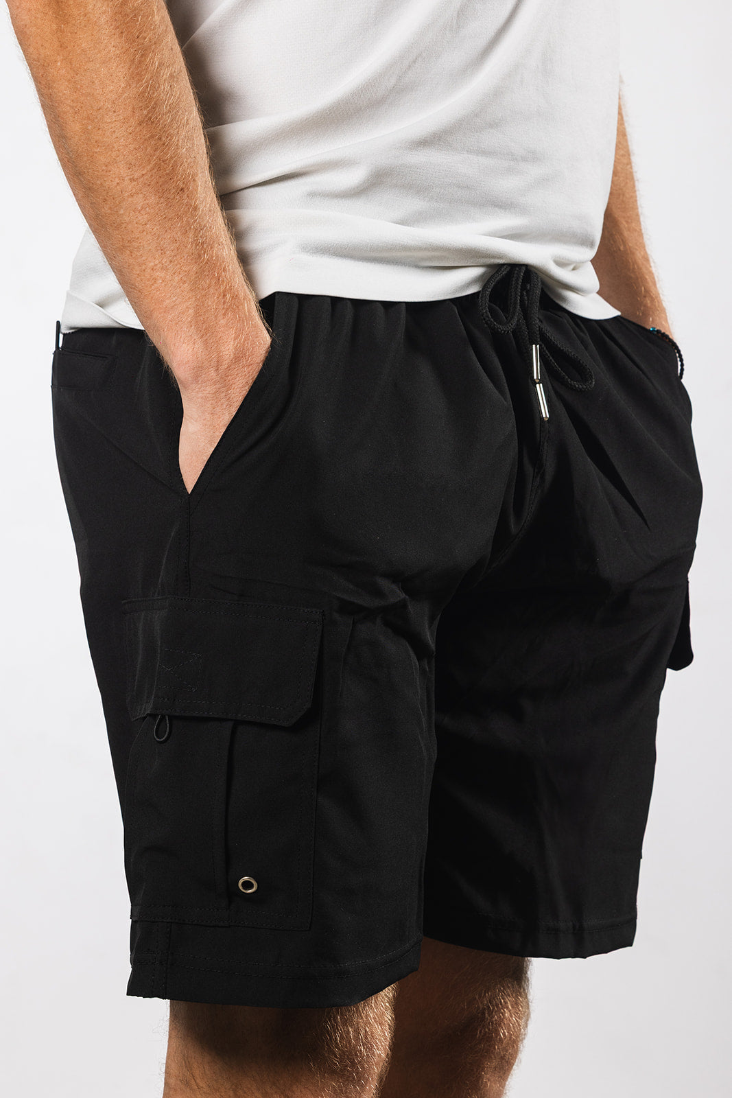 Black Padded Men's Fishing Shorts