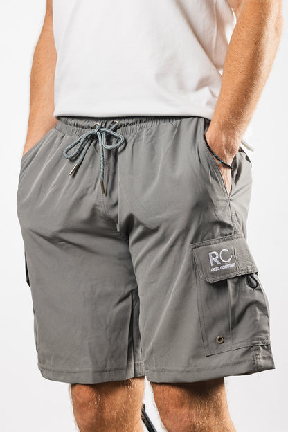 Man with hands in Gray Padded Men's Fishing Shorts
