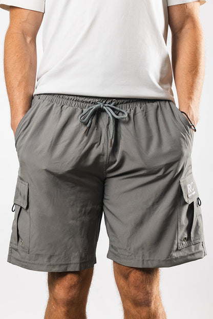 Man with hands in Gray Padded Men's Fishing Shorts
