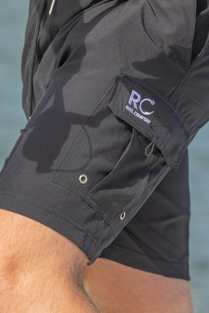 Black Padded Men's Fishing Shorts