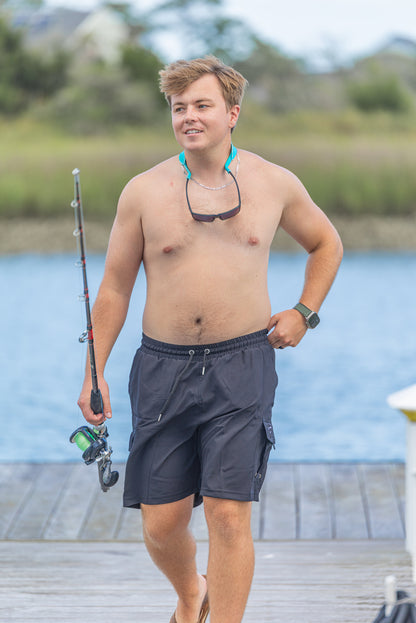 Black Padded Men's Fishing Shorts