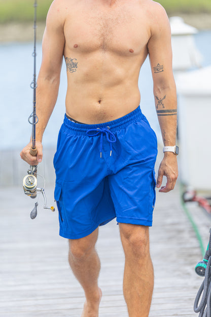 Blue Padded Men's Fishing Shorts