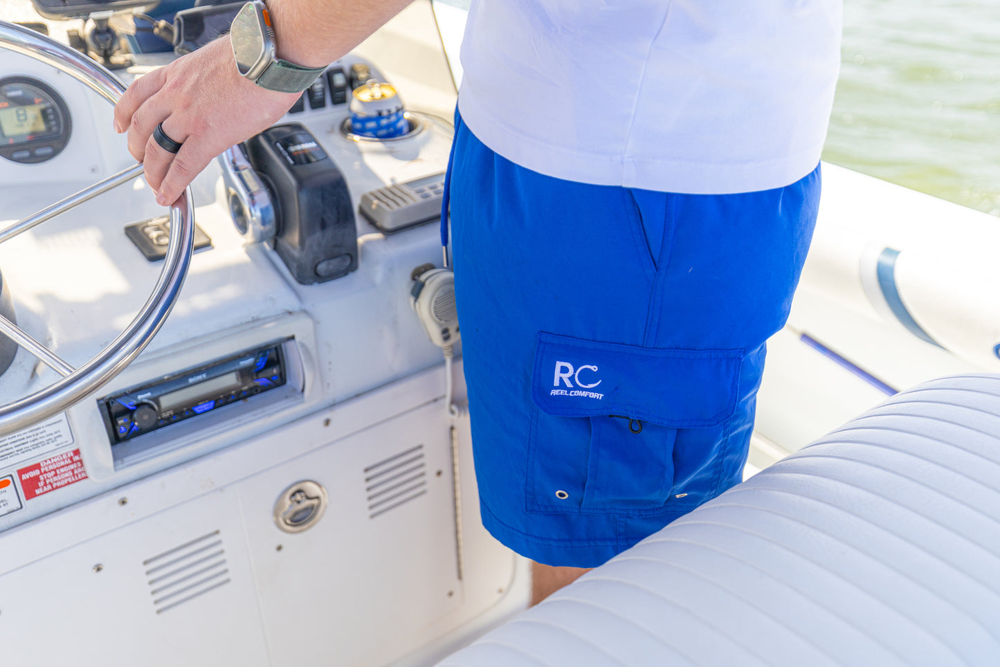 Blue Padded Men's Fishing Shorts