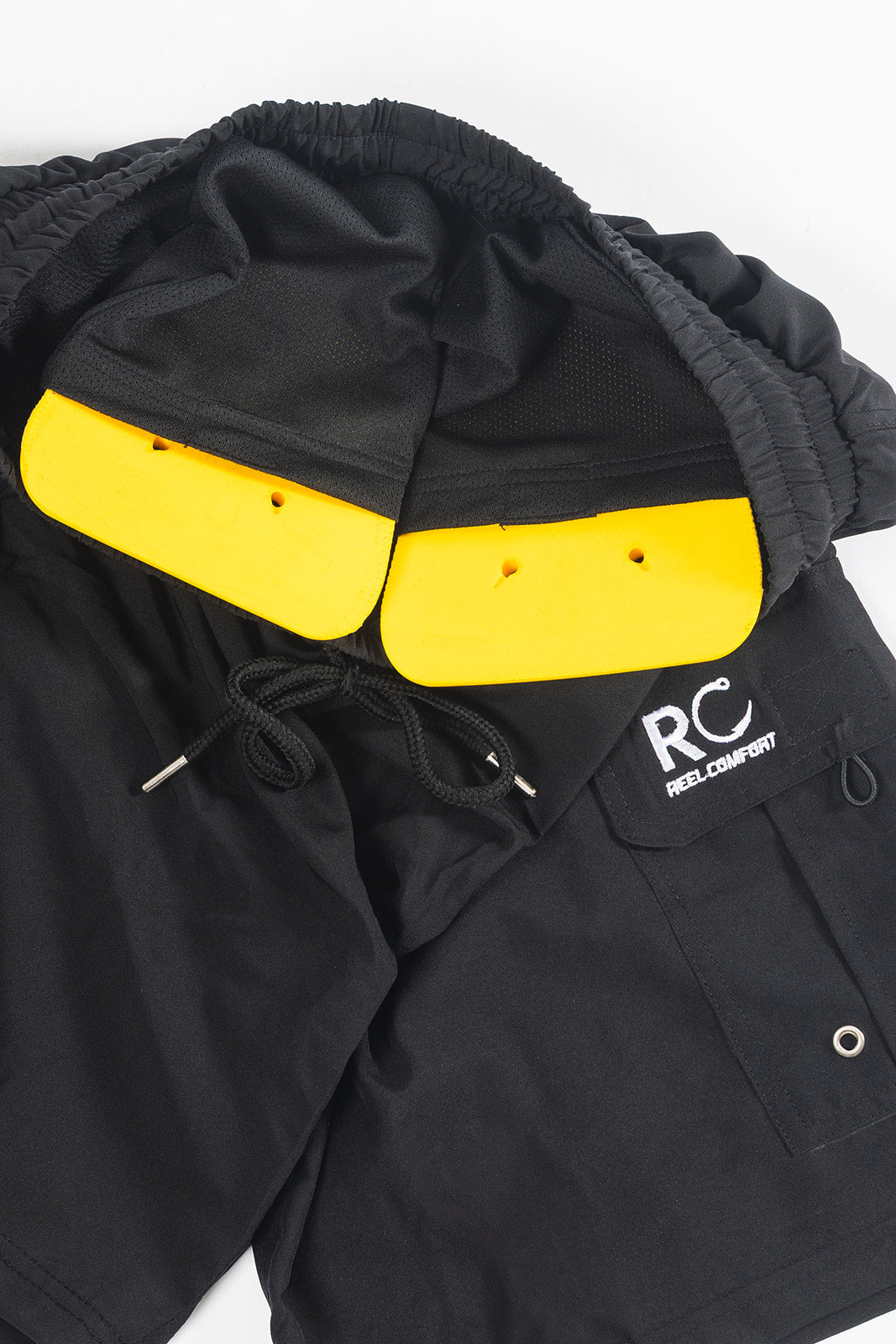 Pads going into Black Padded Men's Fishing Shorts