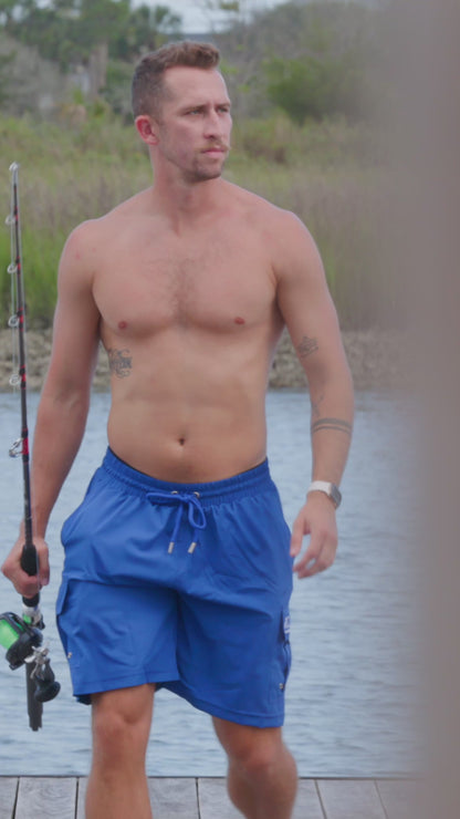 Blue Padded Men's Fishing Shorts
