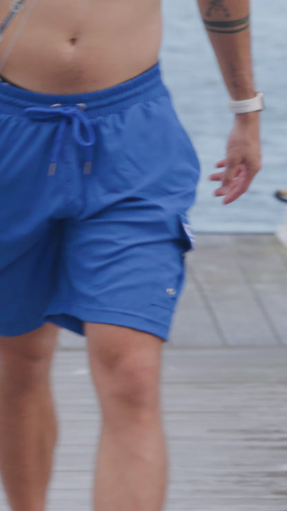 Blue Padded Men's Fishing Shorts