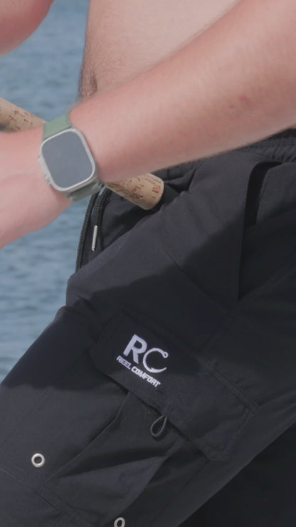 Black Padded Men's Fishing Shorts